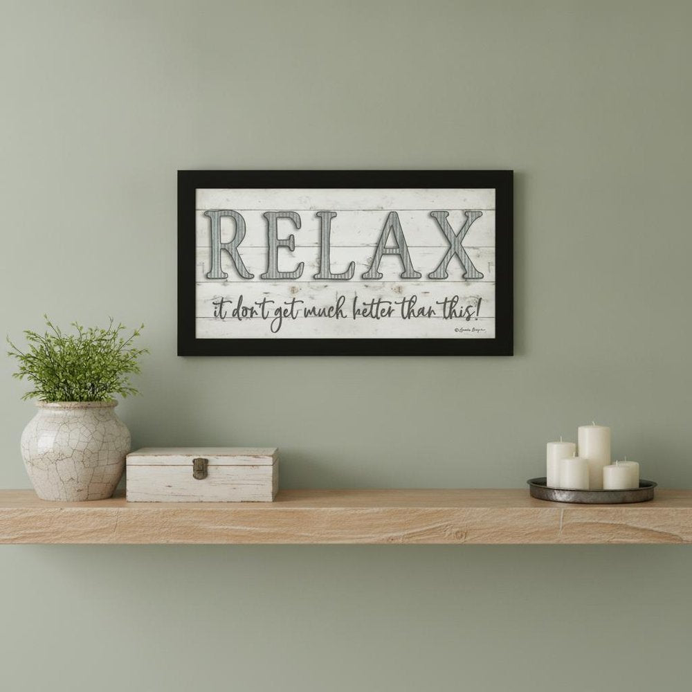 Relax 2 Black Framed Print Bathroom Wall Art