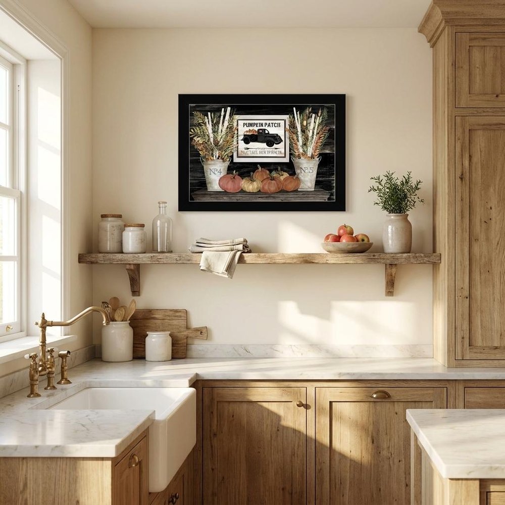 Pumpkin Patch Still Life 1 Black Framed Print Wall Art
