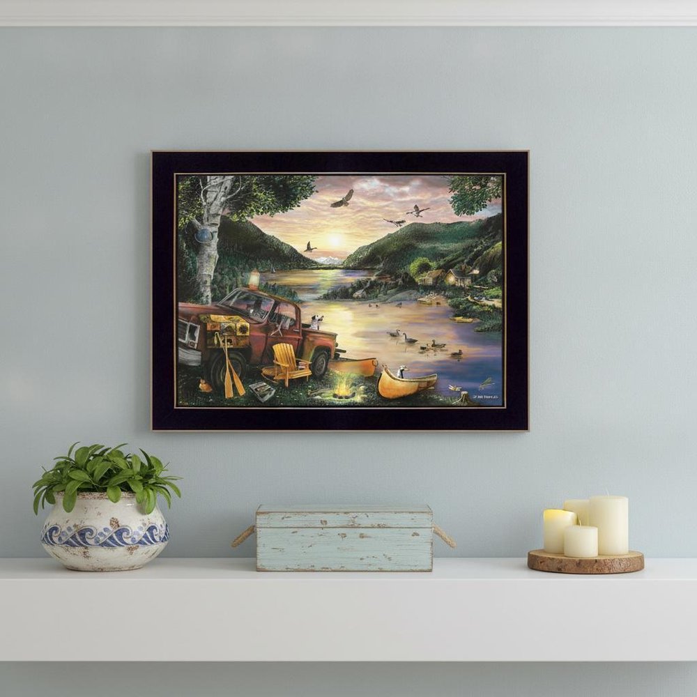 Lakefront Camping I 1 Black Framed Print Wall Art