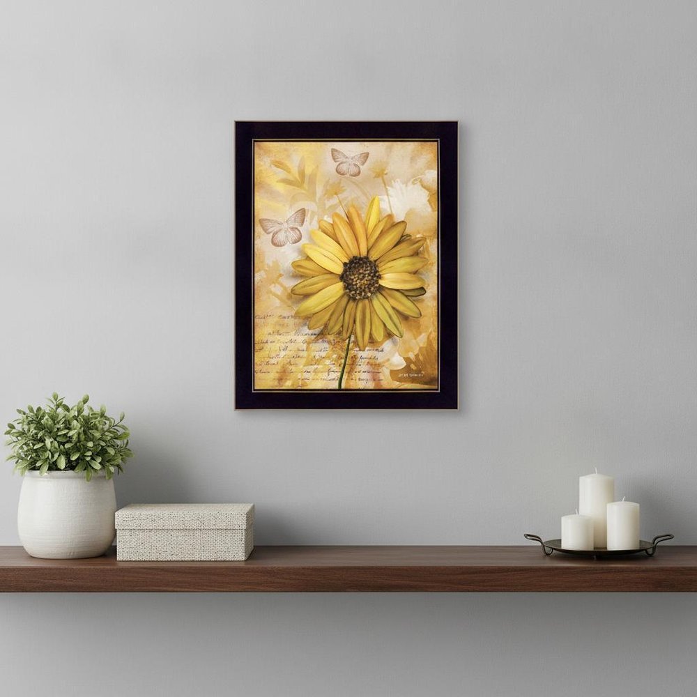Flowers and Butterflies II 1 Black Framed Print Wall Art