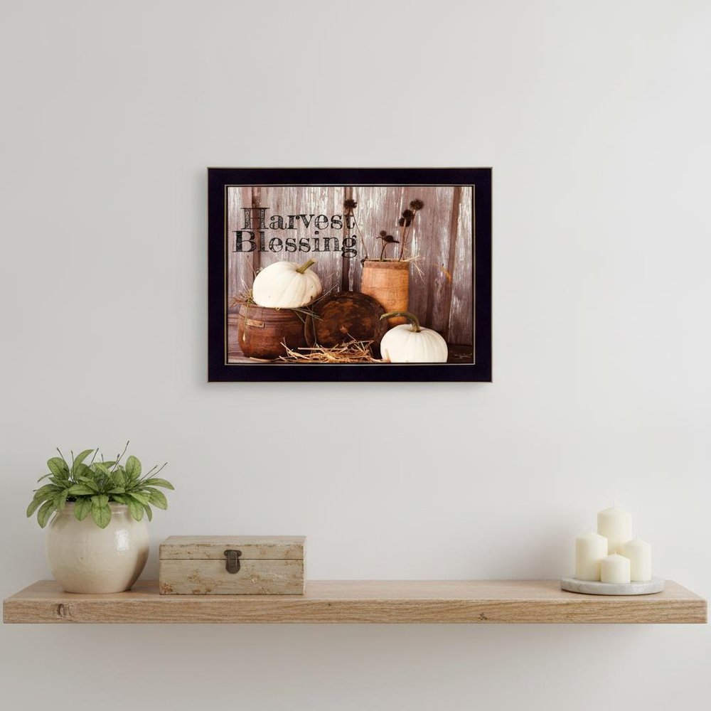 Harvest Blessings 3 Black Framed Print Kitchen Wall Art