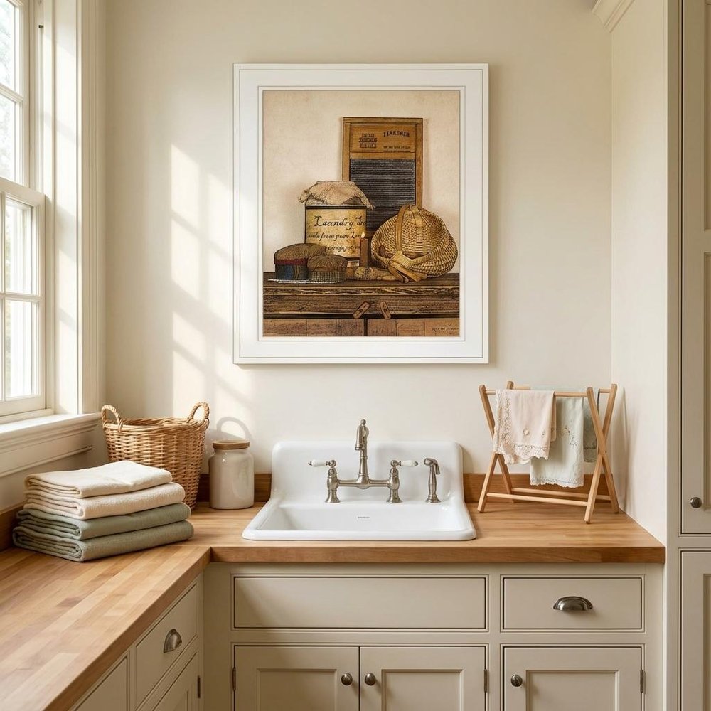 Laundry Soap 1 White Framed Print Bathroom Wall Art
