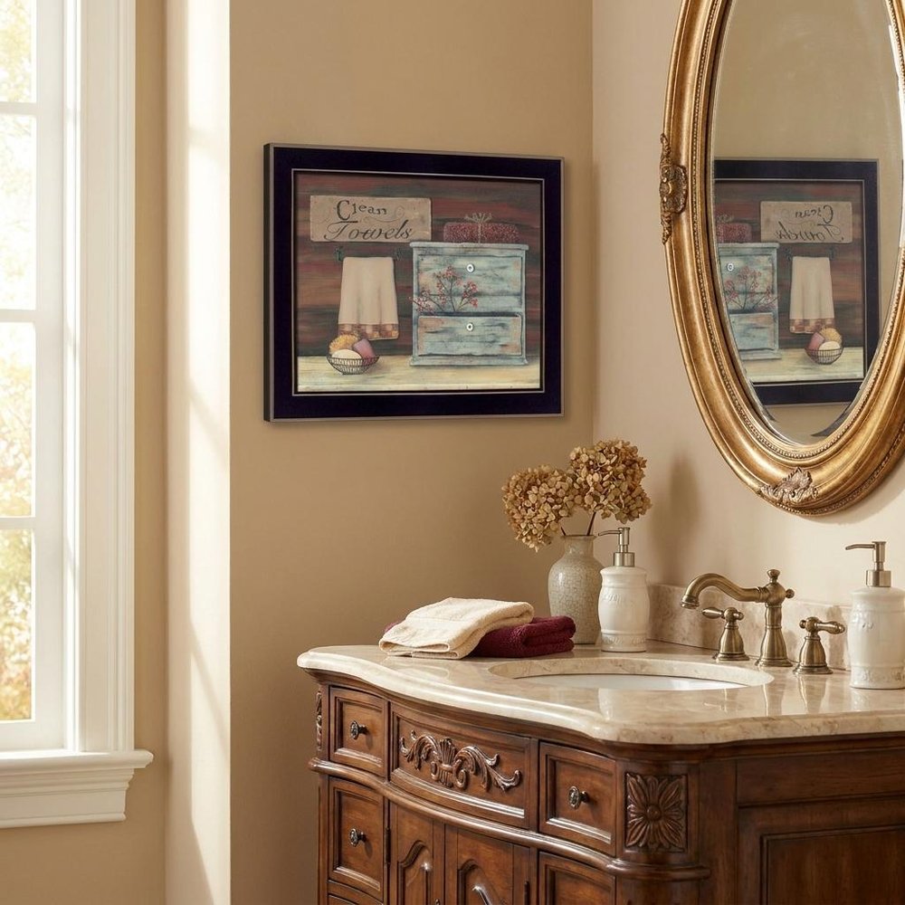 Clean Towels Black Framed Print Bathroom Wall Art