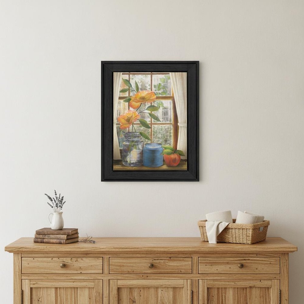 Afternoon Flower Black Framed Print Wall Art