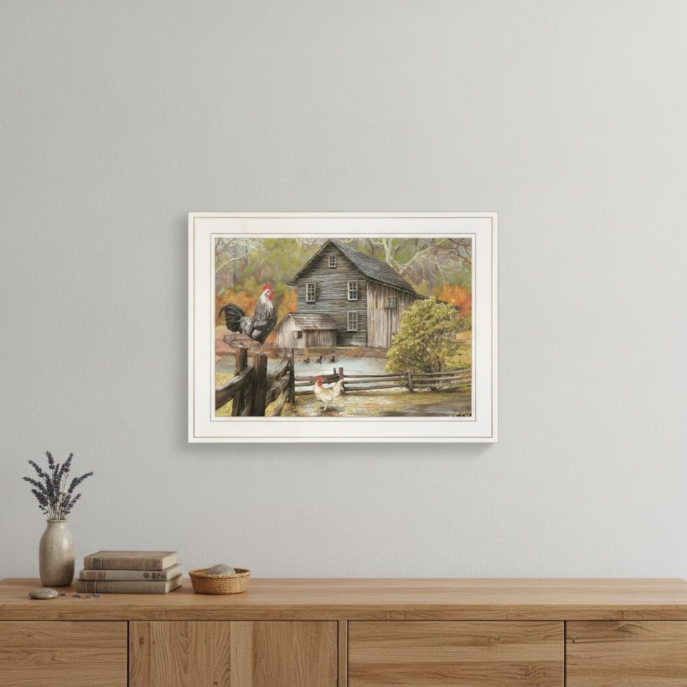 Down on the Farm I White Framed Print Wall Art
