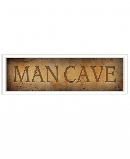 11" x 33" Man Cave White Framed Print Wall Art