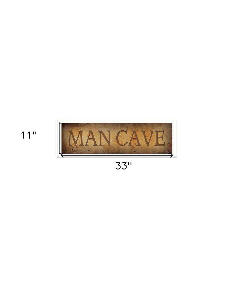 11" x 33" Man Cave White Framed Print Wall Art