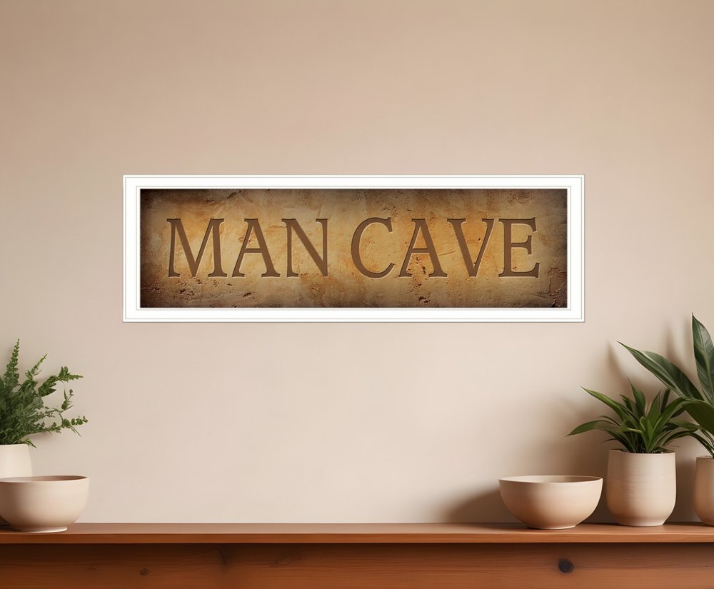 11" x 33" Man Cave White Framed Print Wall Art