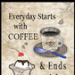 Everyday Starts with Coffee 4 Black Framed Print Kitchen Wall Art