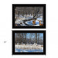 Set Of Two Great Outdoors Nature or Winter Forest 4 Black Framed Print Wall Art