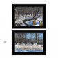 Set Of Two Great Outdoors Nature or Winter Forest 3 Black Framed Print Wall Art