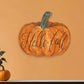 15" X 17" Orange And Brown Pumpkin Hello Fall Hanging Dimensional Sculpture