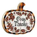 Give Thanks Unframed Wood Pumpkin Wall Decor
