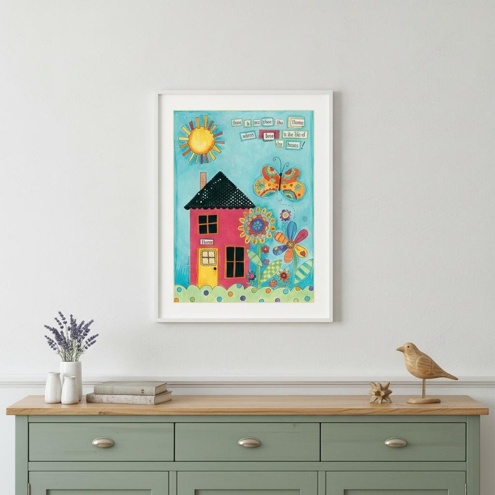 No Place Like Home 4 White Framed Print Wall Art