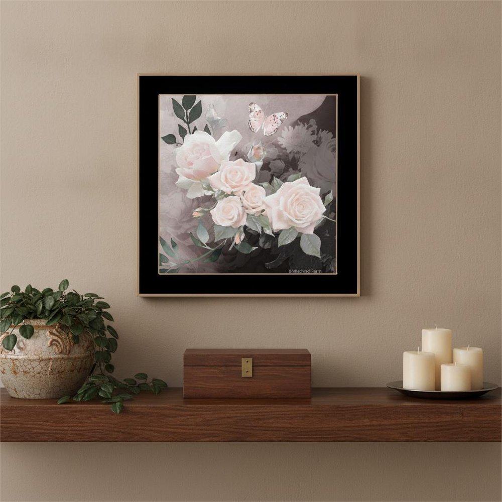 Noir Roses 1 Black Framed Print Wall Art
