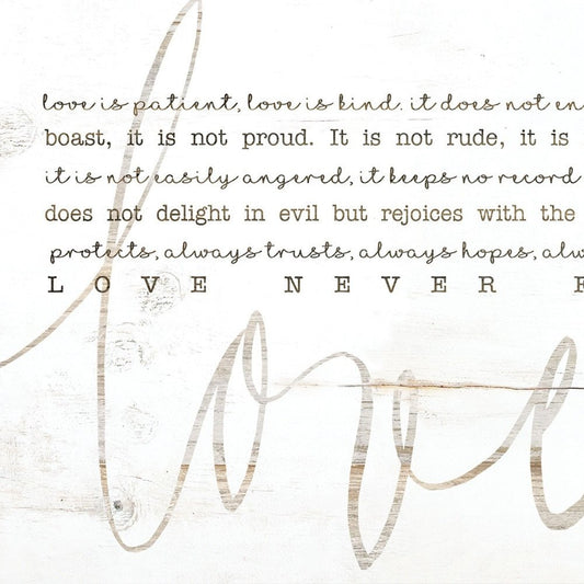 Love Never Fails 1 Black Framed Print Wall Art