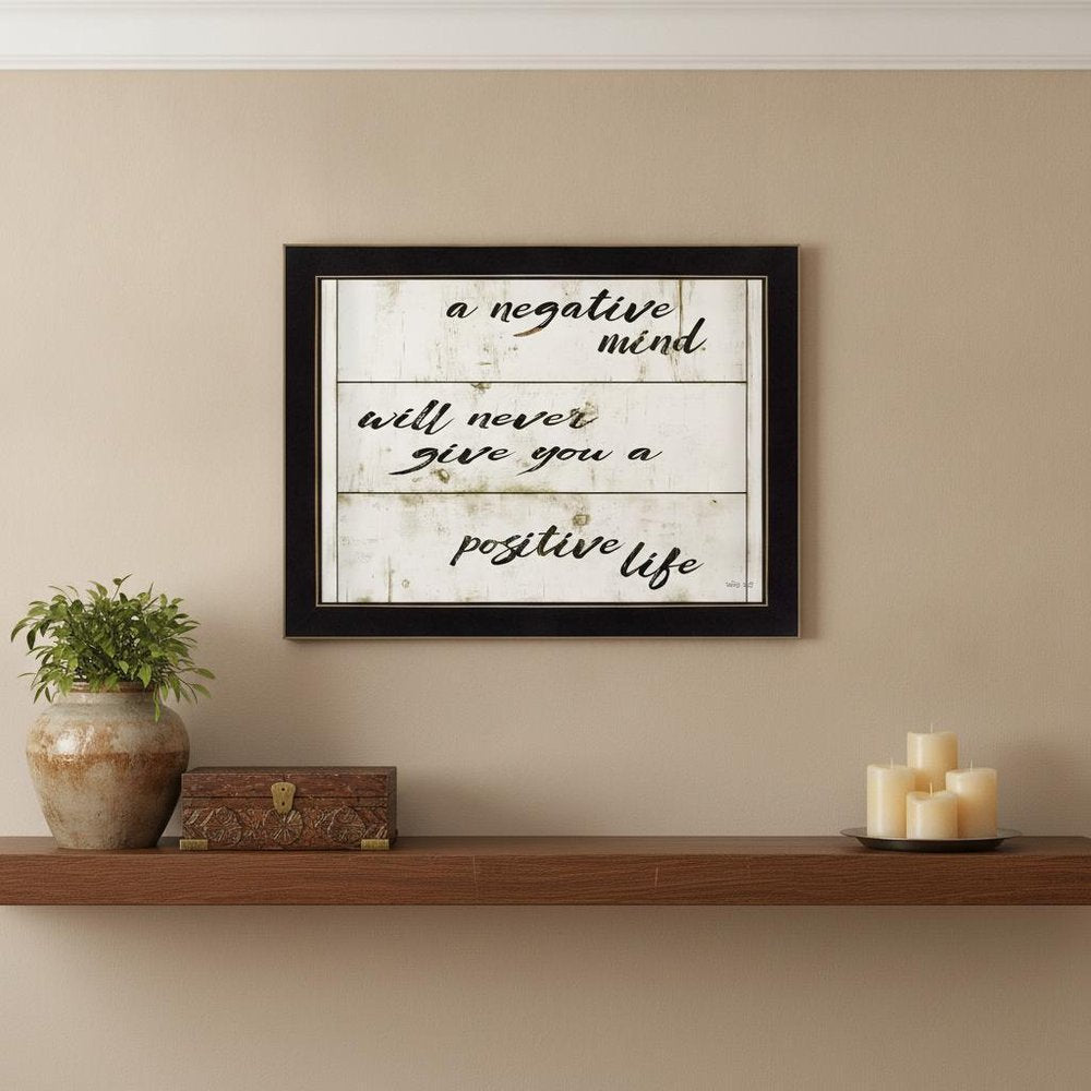 Positive Life Black Framed Print Wall Art