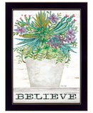 Believe Succulents 1 Black Framed Print Wall Art
