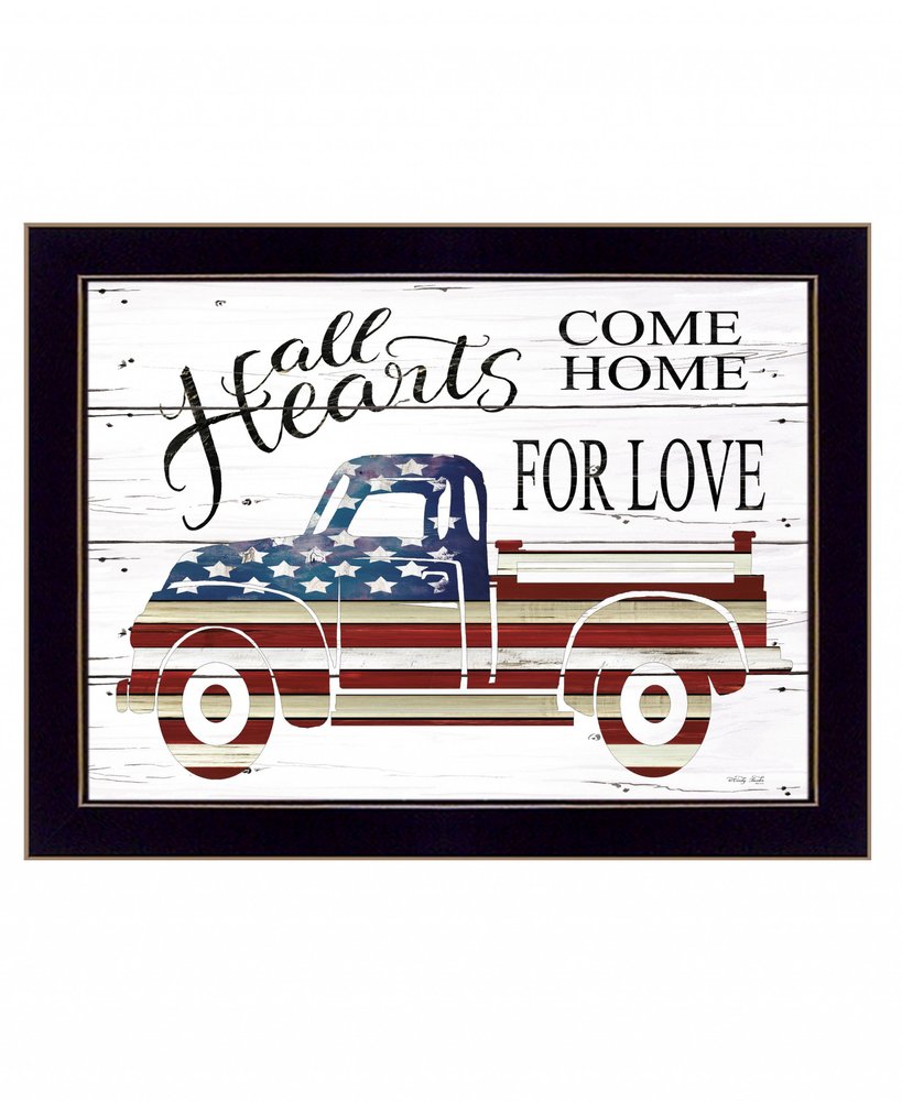 All Hearts Come Home for Love Truck Black Framed Print Wall Art