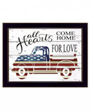 All Hearts Come Home for Love Truck Black Framed Print Wall Art