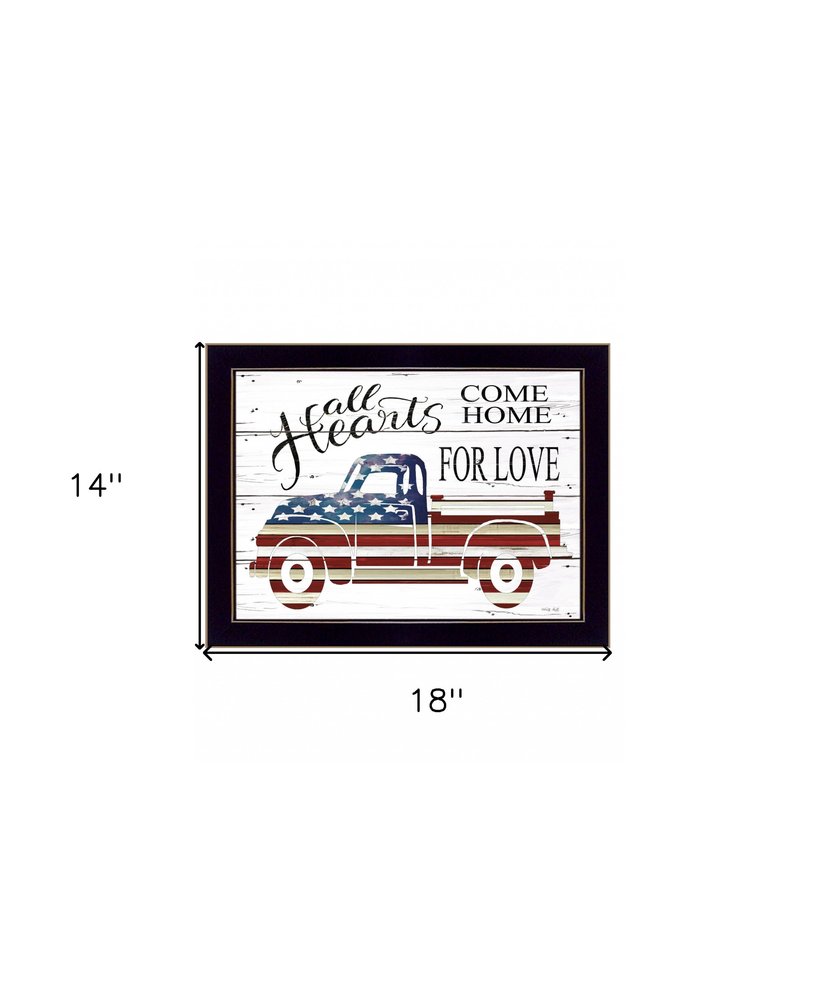 All Hearts Come Home for Love Truck Black Framed Print Wall Art