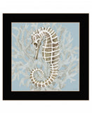 Seahorse and Coral Black Framed Print Wall Art