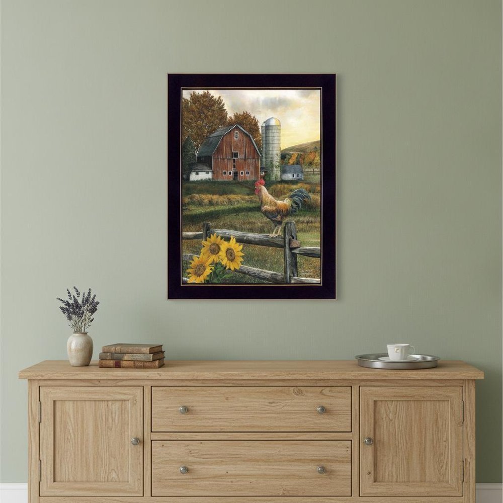 Early Rooster 1 Black Framed Print Wall Art
