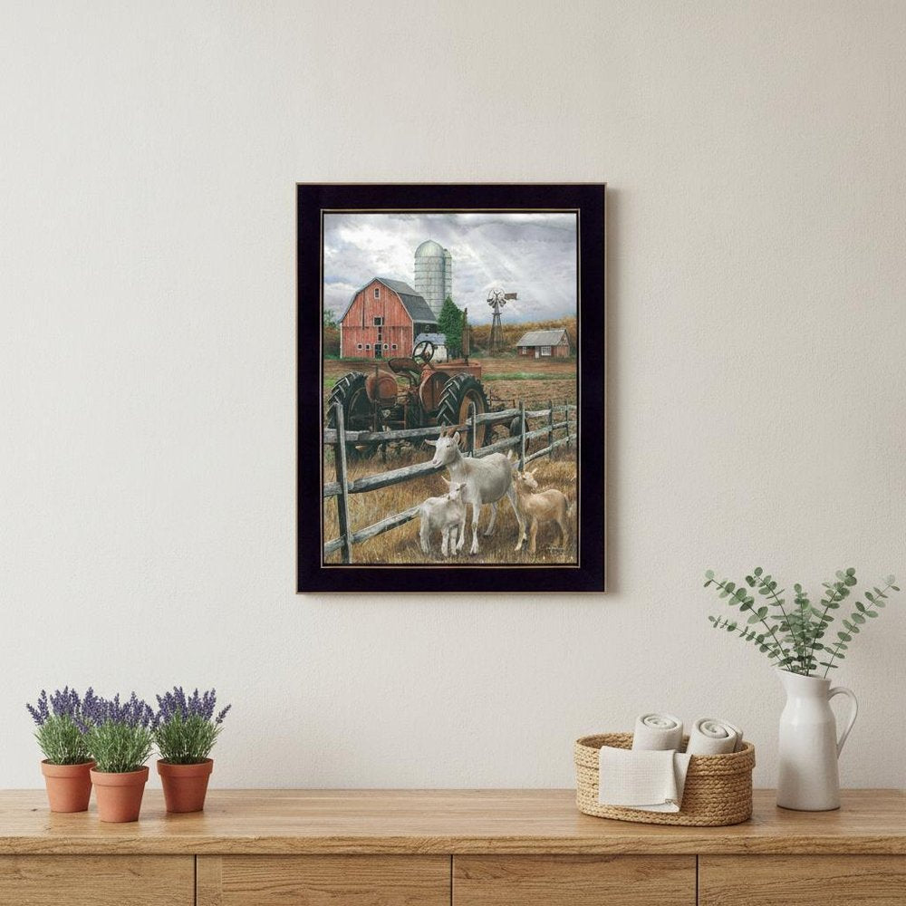 The Old Tractor 1 Black Framed Print Wall Art