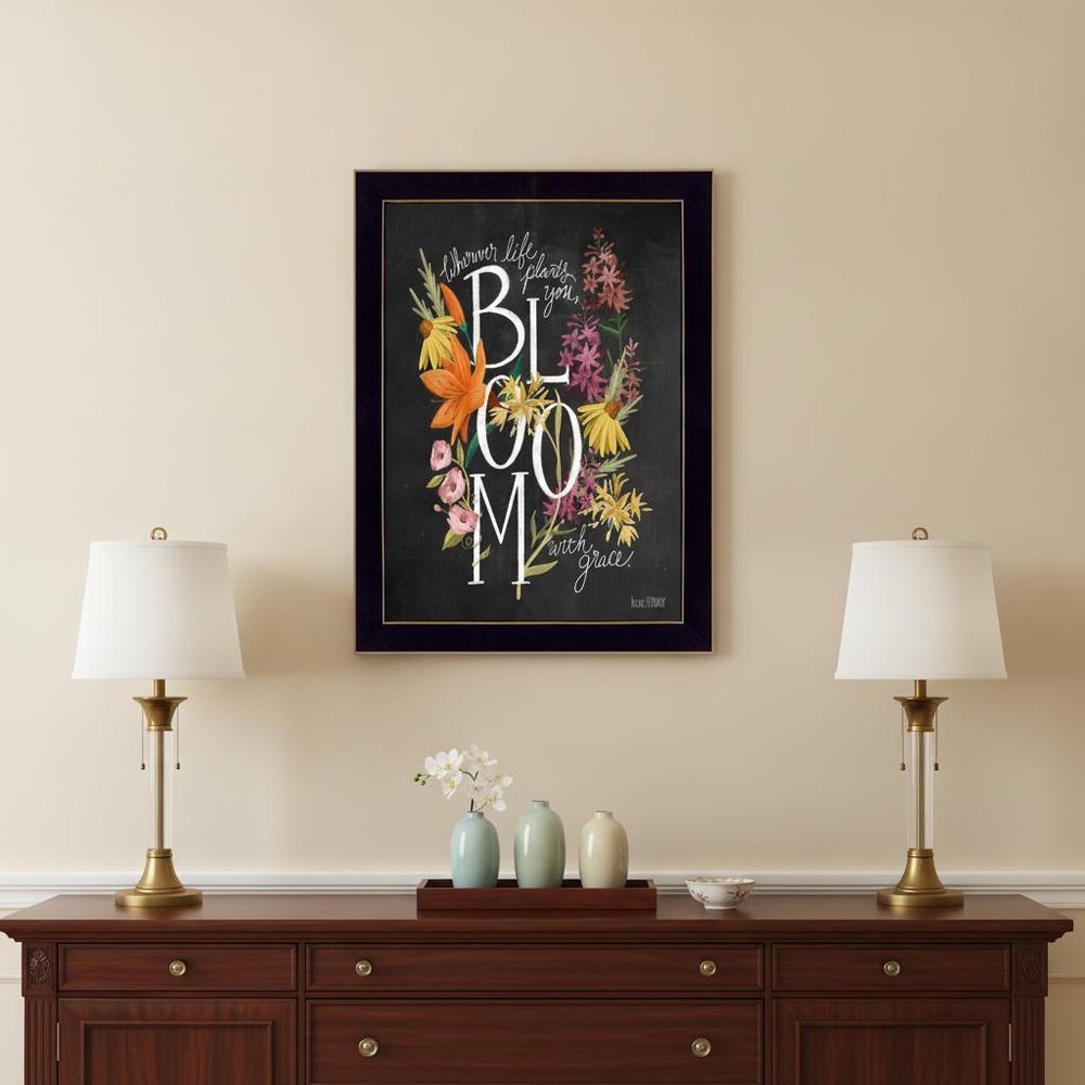 Bloom with Grace 1 Black Framed Print Wall Art