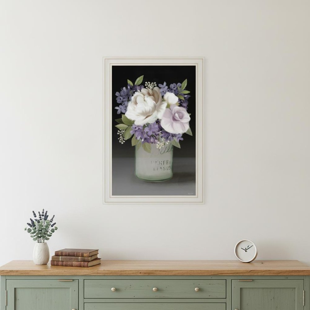 Lilac Mason Jar Floral 2 White Framed Print Wall Art