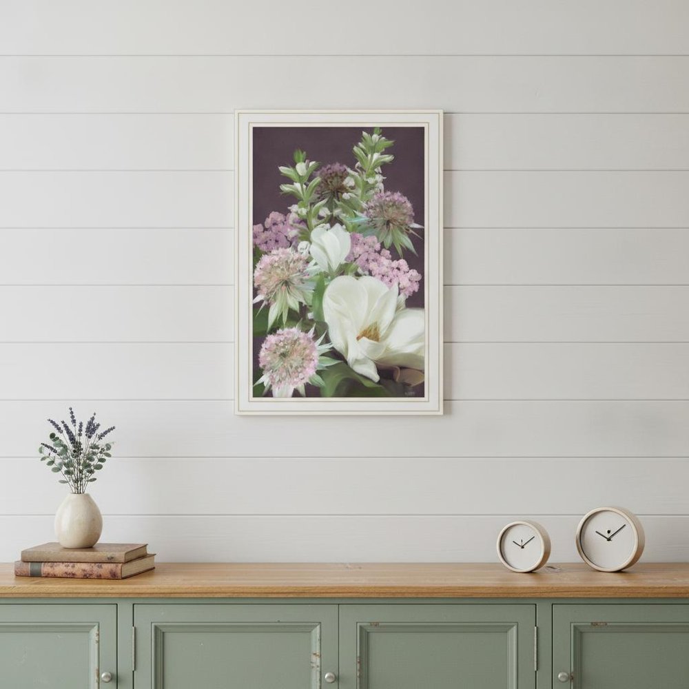 Wild For Plum Bouquet 1 White Framed Print Wall Art