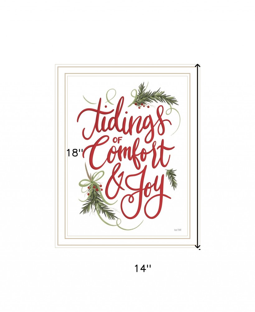 Tidings of Comfort and Joy 1 White Framed Print Wall Art