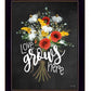 Love Grows Here 1 Black Framed Print Wall Art