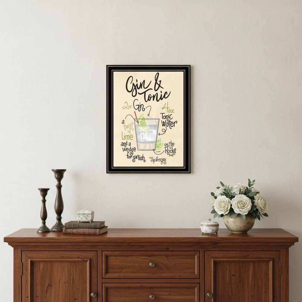 Gin and Tonic 1 Black Framed Print Wall Art