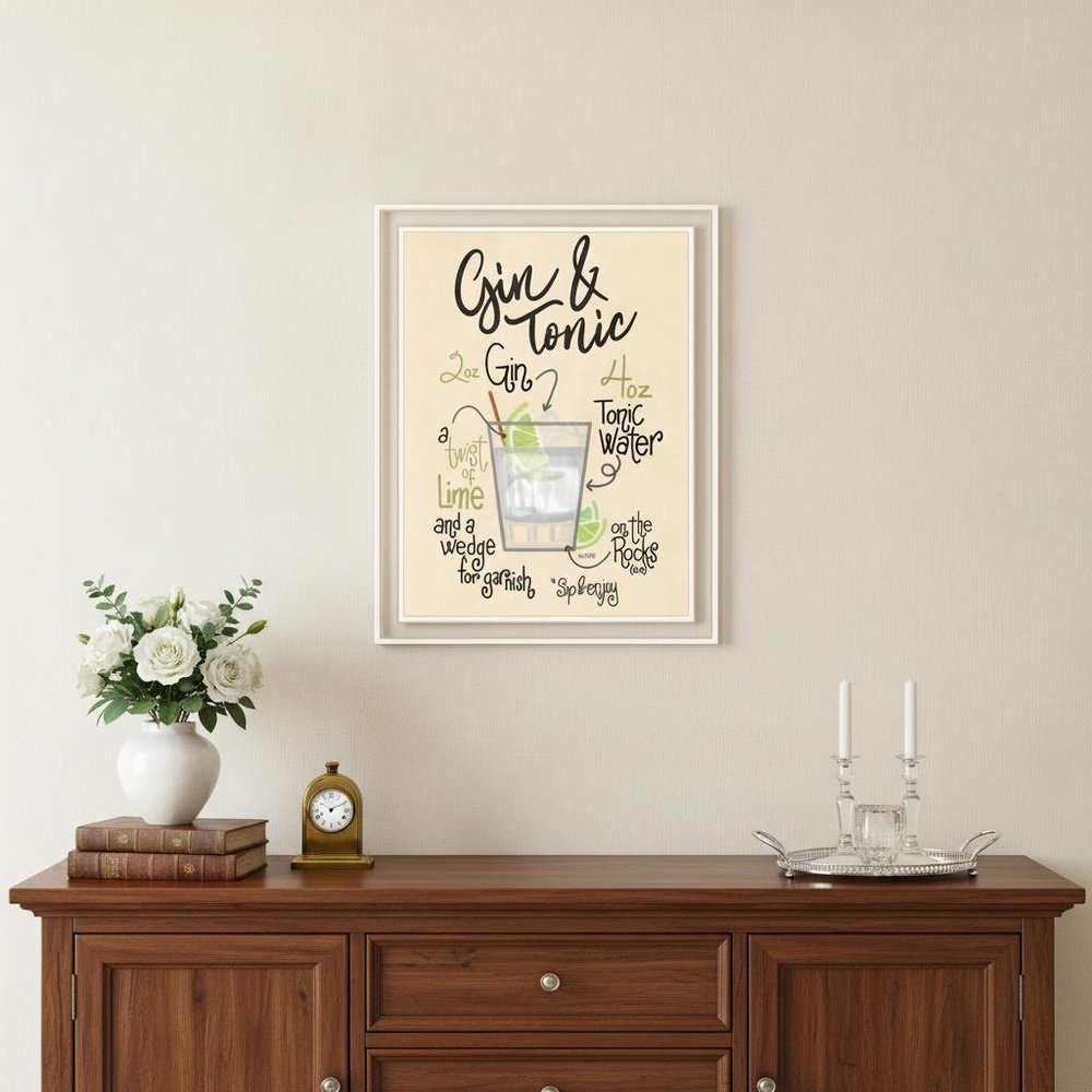 Gin and Tonic 2 White Framed Print Wall Art