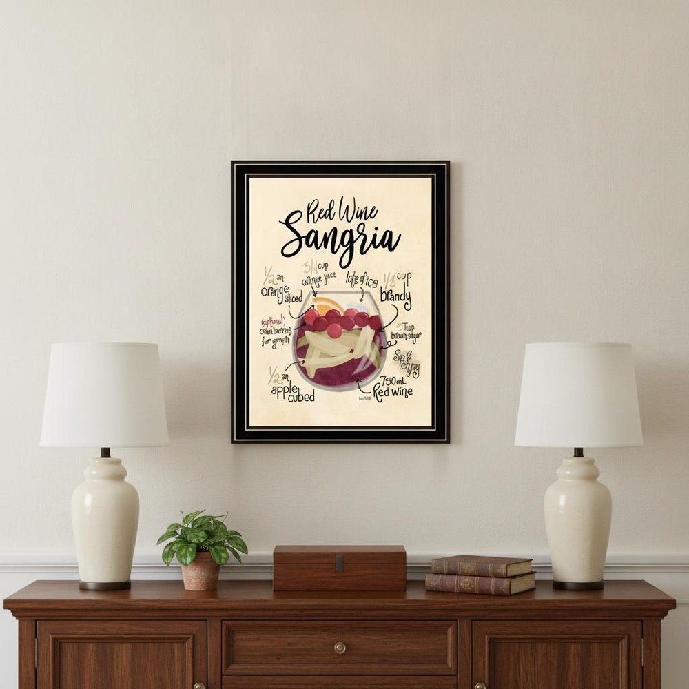 Red Wine Sangria 1 Black Framed Print Wall Art