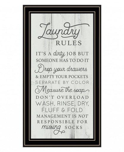 Laundry Rules 1 Black Framed Print Bathroom Wall Art