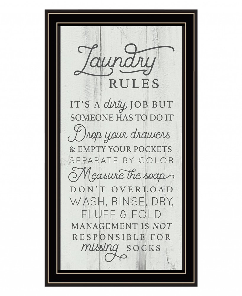 Laundry Rules 1 Black Framed Print Bathroom Wall Art