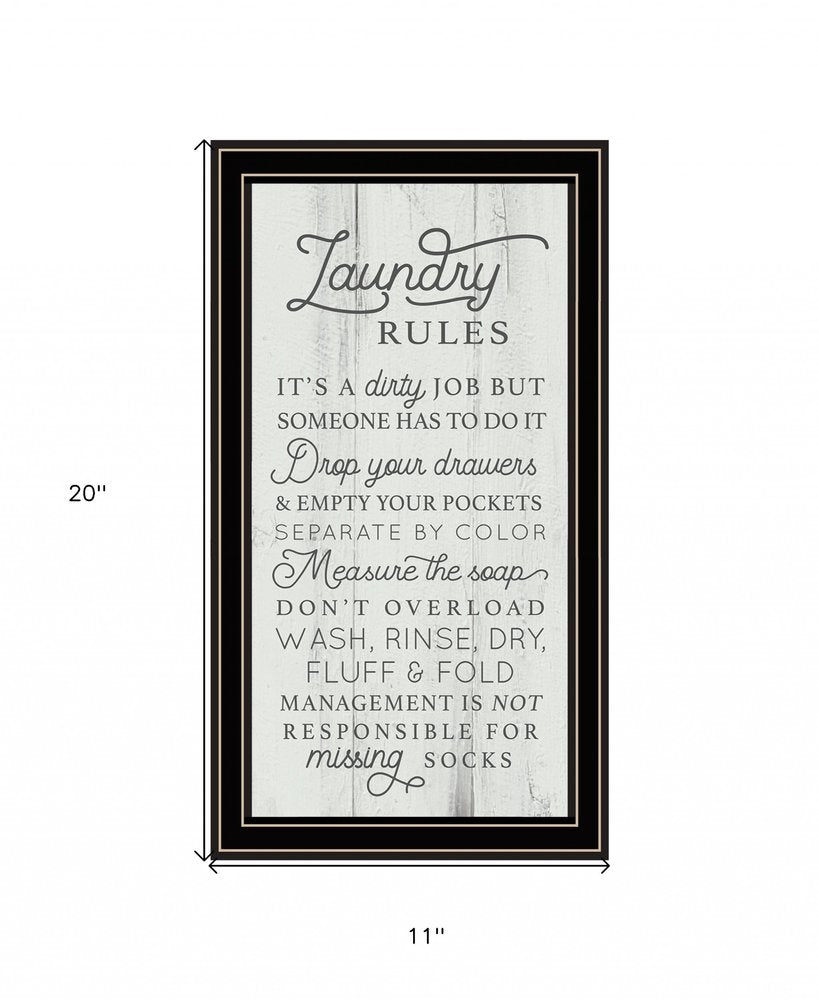 Laundry Rules 1 Black Framed Print Bathroom Wall Art