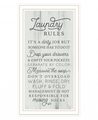 Laundry Rules 2 White Framed Print Bathroom Wall Art