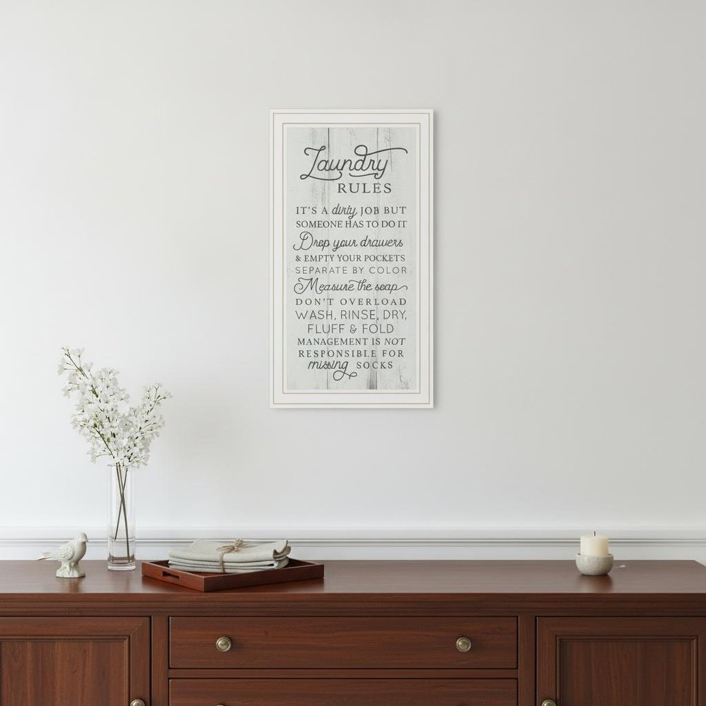 Laundry Rules 2 White Framed Print Bathroom Wall Art