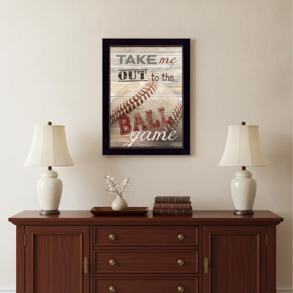Take Me Out to the Ball Game 3 Black Framed Print Wall Art