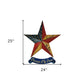 25" X 24" Blue And Red Wood And Metal Star Patriotic Hanging Dimensional Sculpture