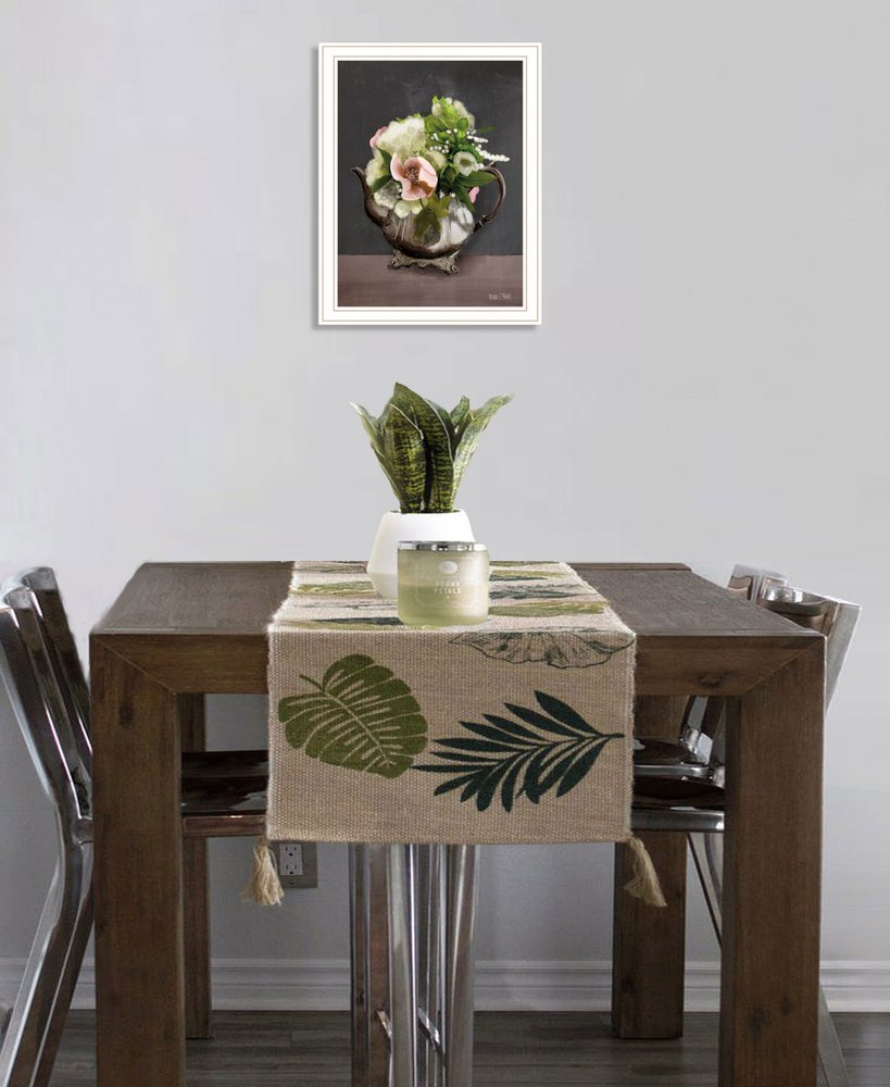 Vintage Floral Tea Pot 2 Black Framed Print Kitchen Wall Art