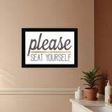 Please Seat Yourself 1 Black Framed Print Wall Art