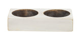 6" White Solid Wood Tabletop Candle Holder