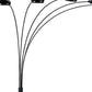 84" Black Five Light Arc Floor Lamp With Black Dome Shade