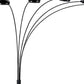 84" Black Five Light Arc Floor Lamp With Black Dome Shade