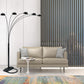 84" Black Five Light Arc Floor Lamp With Black Dome Shade