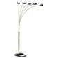 84" Nickel Five Lights Arc Floor Lamp With Nickel Dome Shade